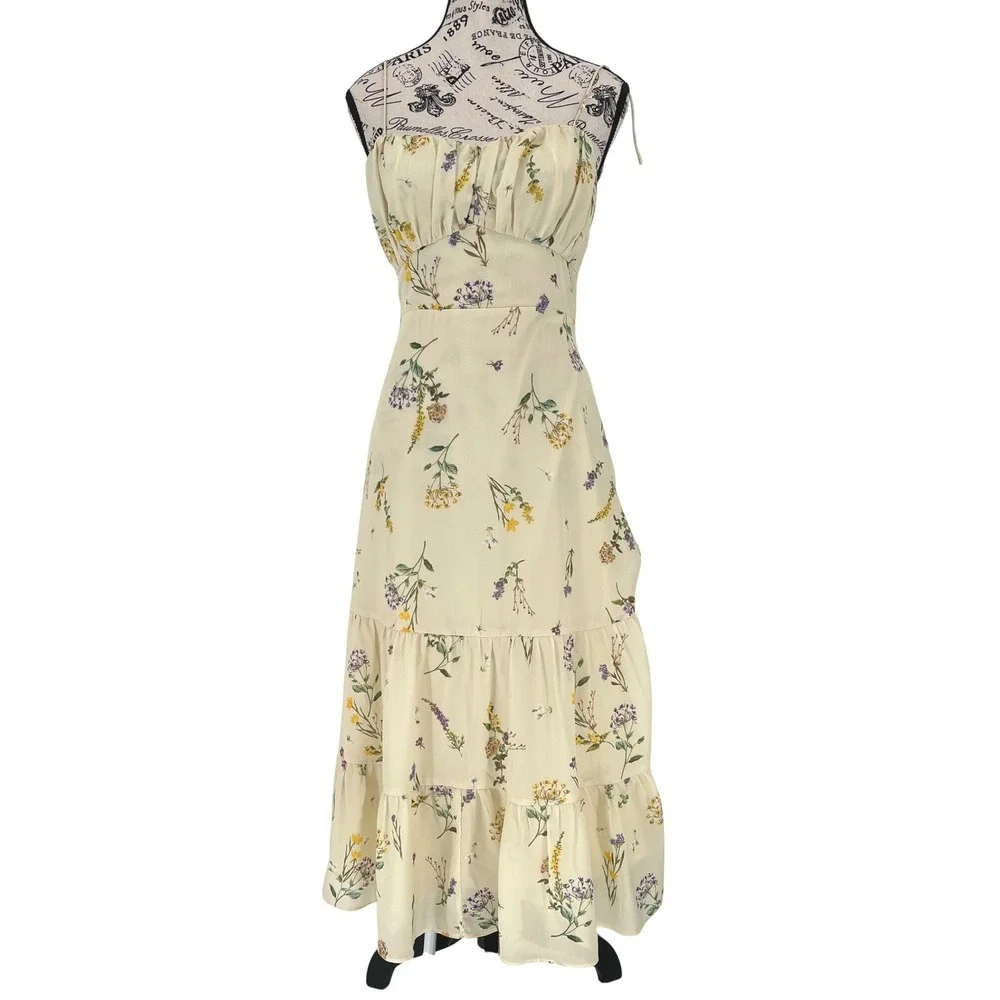 Showpo Wild Flowers Tie-Strap Cami Midi Dress Size 4 Floral Y2K Garden Wedding‎
